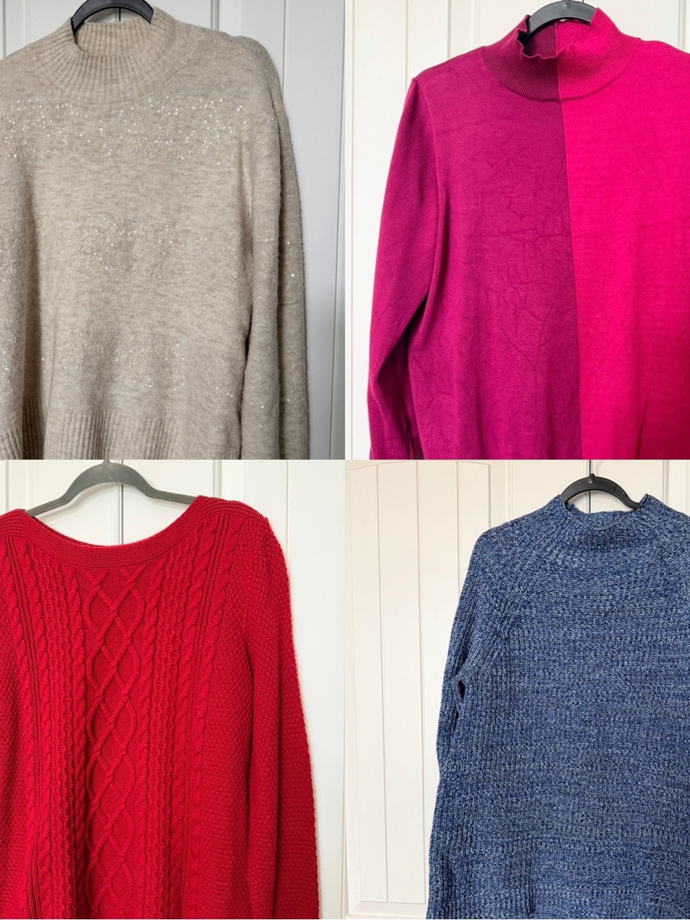 Assorted Women’s Sweaters - Red, Hot Pink, Blue, and Beige